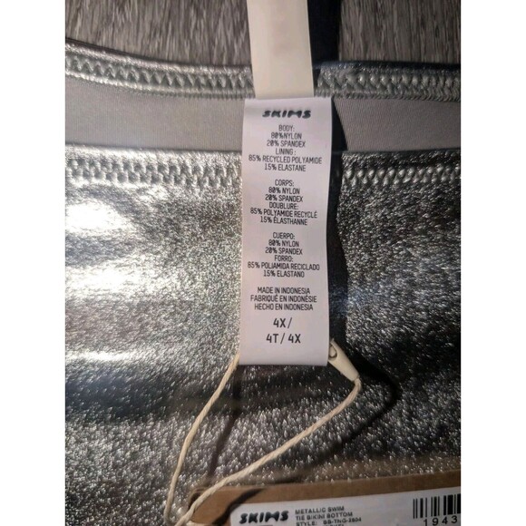 NWT SKIMS Metallic Swim Skimpy Triangle Bottom Side Tie Swimwear Nickle Size 4X - Picture 5 of 12
